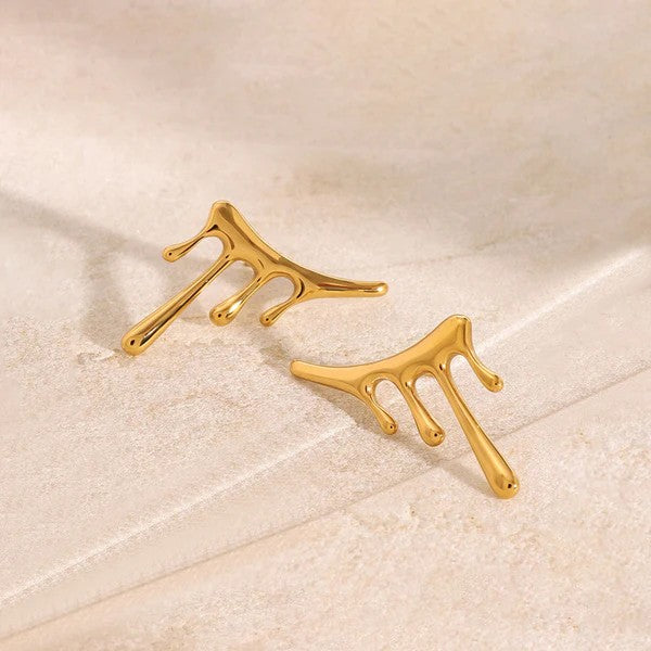 Gold Plated Stainless Steel Anti Tarnish Irregular Stud Earrings