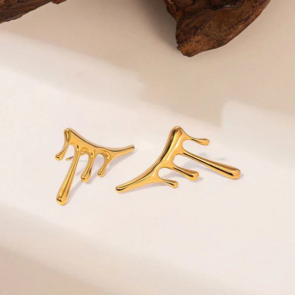 Gold Plated Stainless Steel Anti Tarnish Irregular Stud Earrings