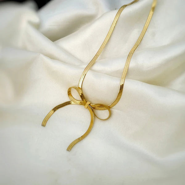 Gold-Plated Anti Tarnish Infinity Bow Choker Necklace