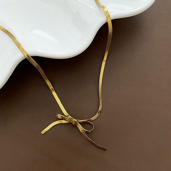 Gold-Plated Anti Tarnish Infinity Bow Choker Necklace