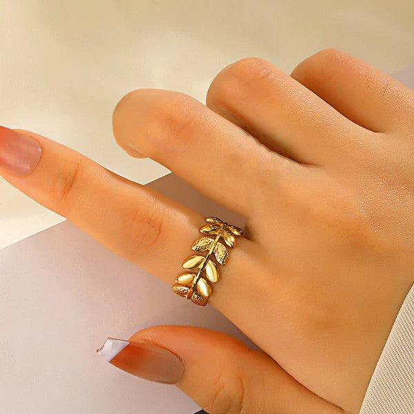 Golden Leaf Wrap Adjustable Ring