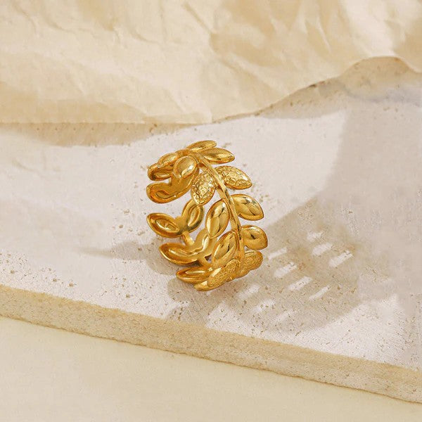 Golden Leaf Wrap Adjustable Ring