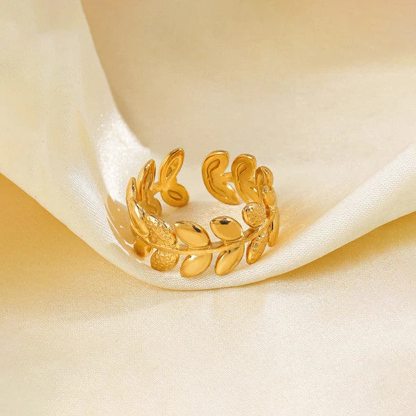 Golden Leaf Wrap Adjustable Ring