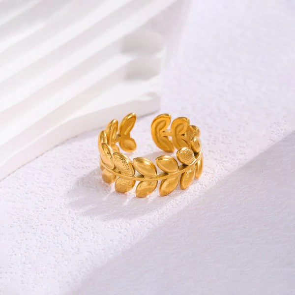 Golden Leaf Wrap Adjustable Ring