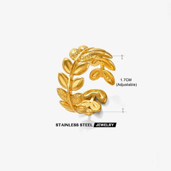 Golden Leaf Wrap Adjustable Ring