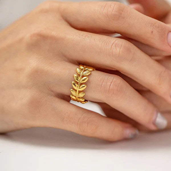 Golden Leaf Wrap Adjustable Ring