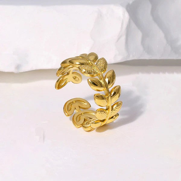 Golden Leaf Wrap Adjustable Ring