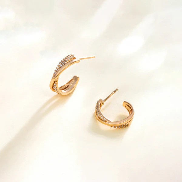 AD Studded Half Hoop Earrings
