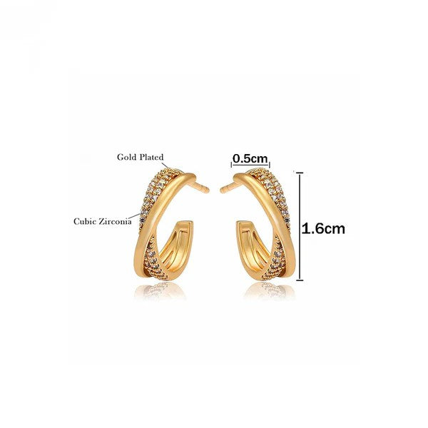 AD Studded Half Hoop Earrings