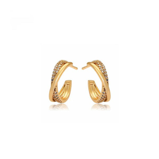 AD Studded Half Hoop Earrings