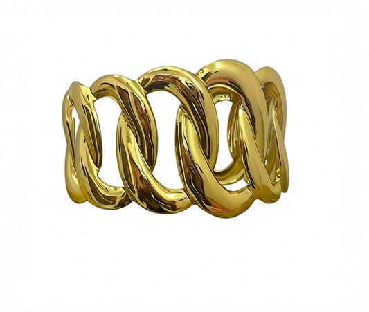 18K Gold-Plated Anti Tarnish Bold Chain Link 18K Cuff Bracelet