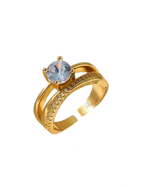 "Aurora Gleam" 18K Gold Plated Anti Tarnish Stainless Steel Contemporary Adjustable Finger Ring