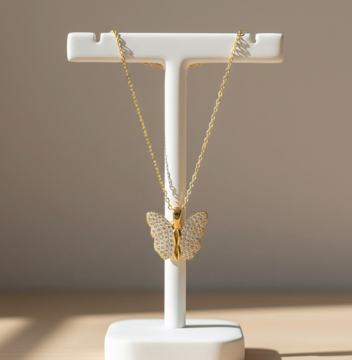 Crystal Butterfly Pendant Necklace