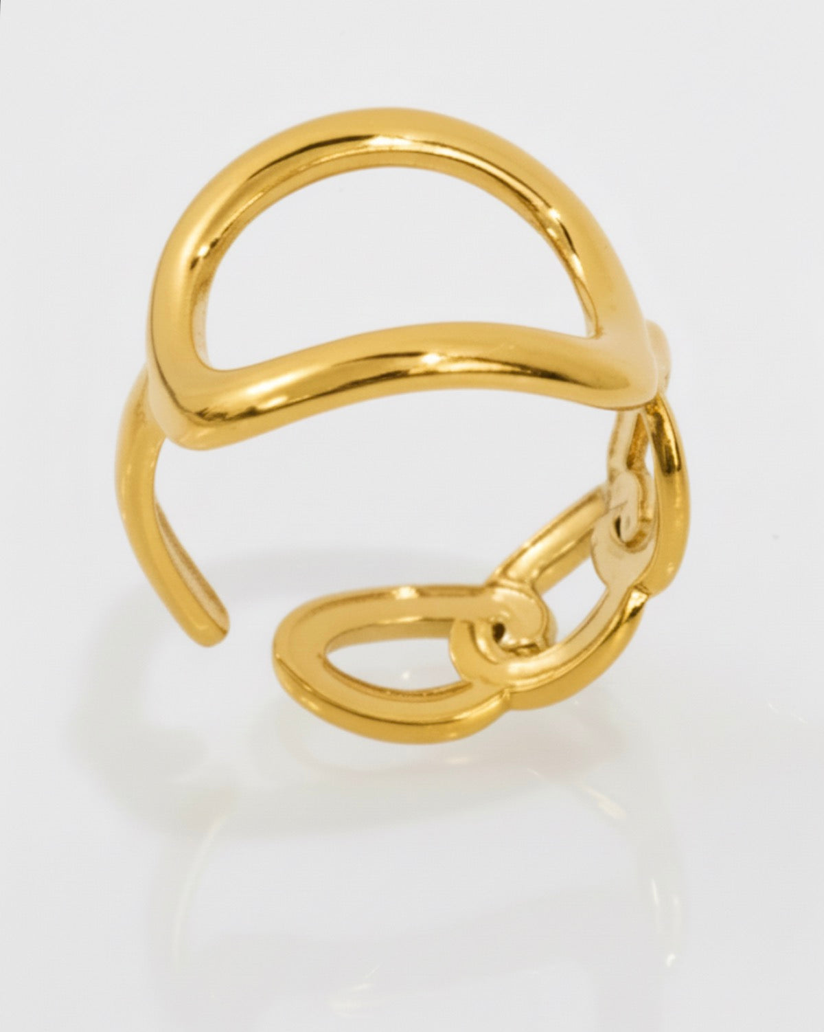 Minimalist Open Circle Chain Link Adjustable Ring