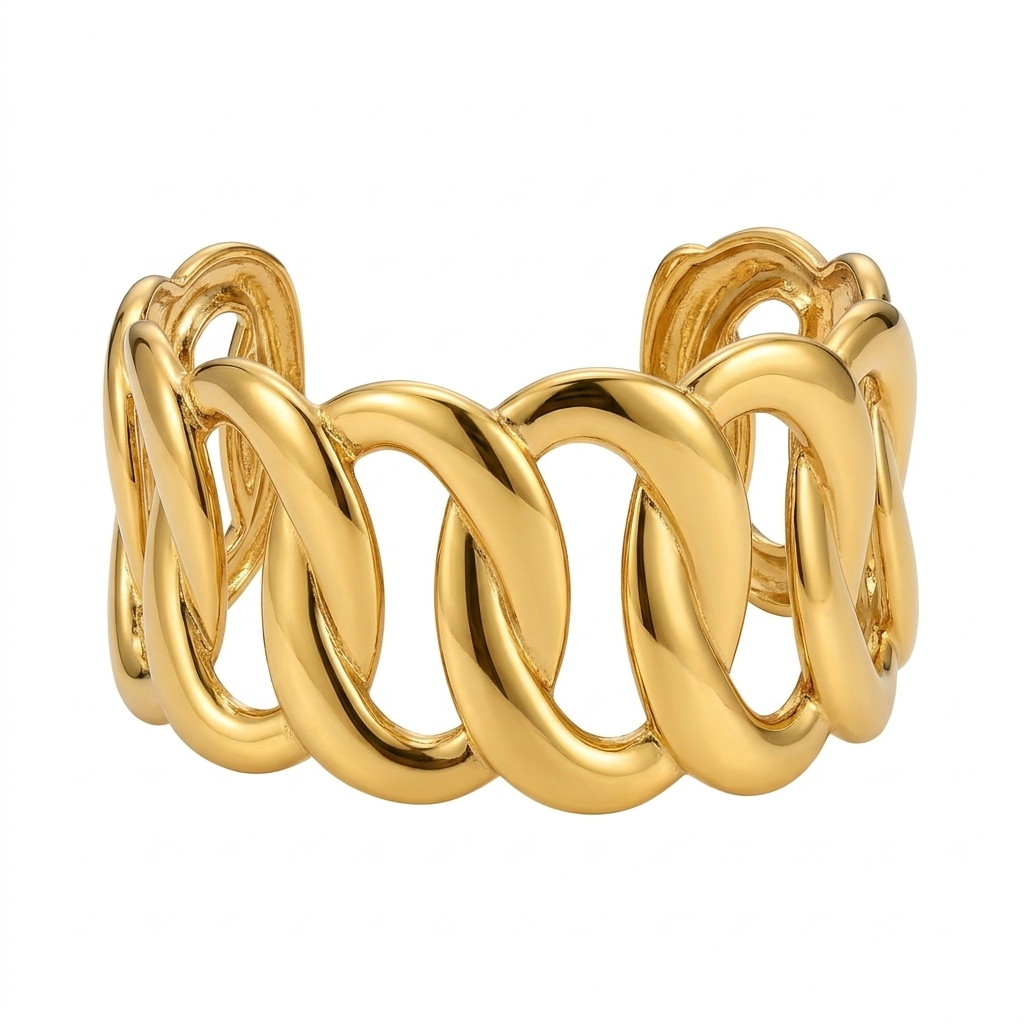 Bold Chain Link 18K Cuff Bracelet