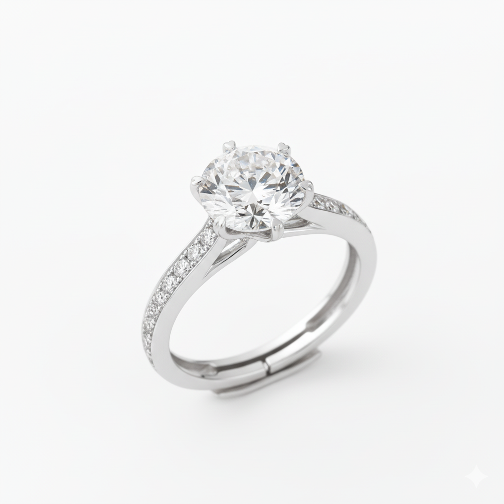 Sterling Silver Plated Round Solitaire Engagement/Eternity Ring