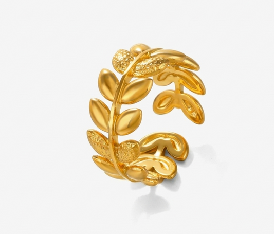 Golden Leaf Wrap Adjustable Ring