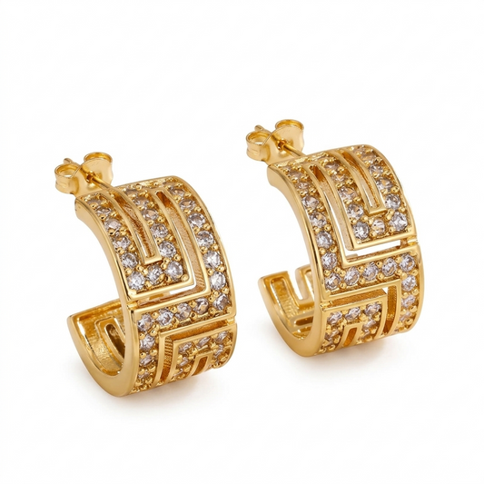 Diamond-Pattern Hoop Earrings