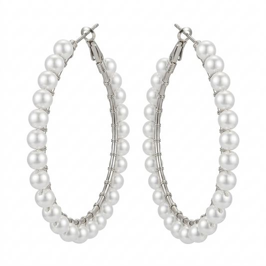 Classic Pearl Hoop Earrings