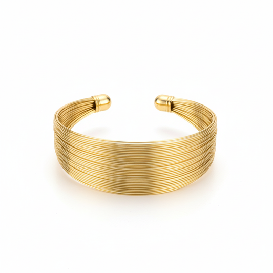 Gold-Plated Bangle-Style Cuff Bracelet For Women And Girls
