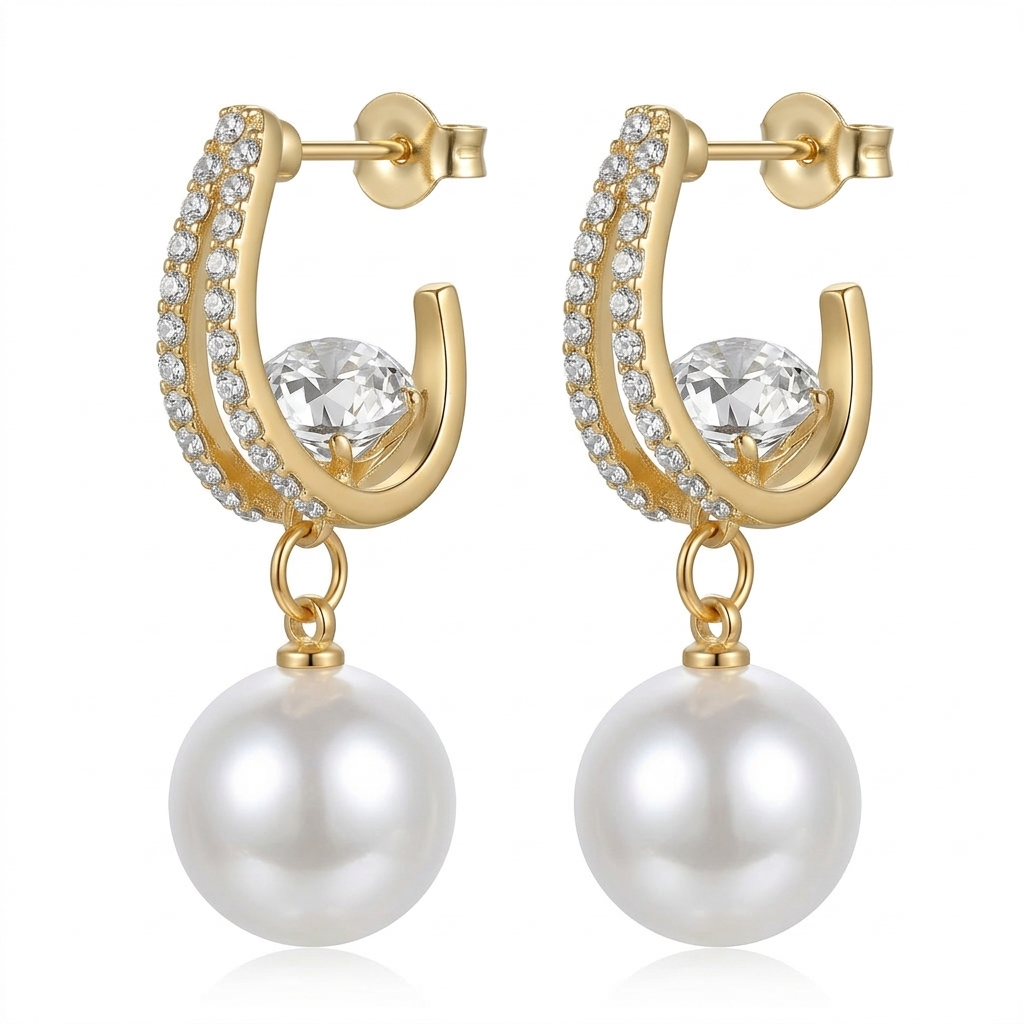 Crystal Pearl Drop Earrings