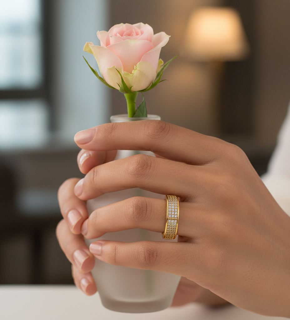 AD Studded Adjustable Finger Ring