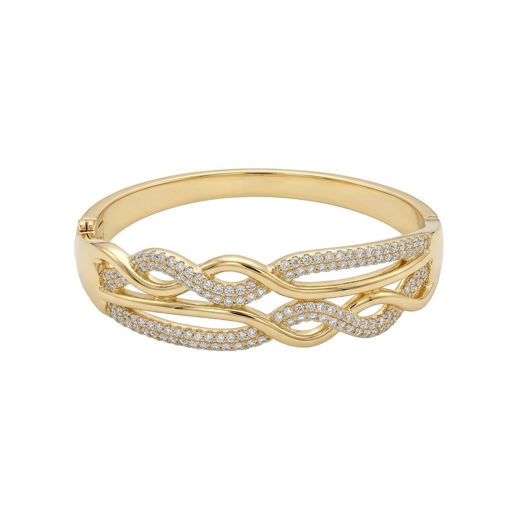 Pave Intertwined Knot Bangle