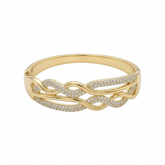 Pave Intertwined Knot Bangle