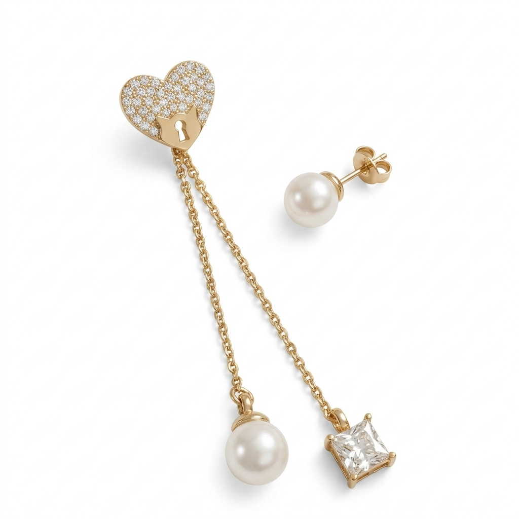 Royal Heart Lock Pearl Drops