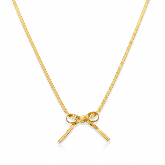 Gold-Plated Anti Tarnish Infinity Bow Choker Necklace