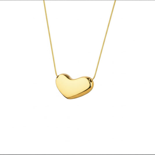 18K Gold Plated Stainless Steel Anti Tarnish Golden Bean Pendant Necklace