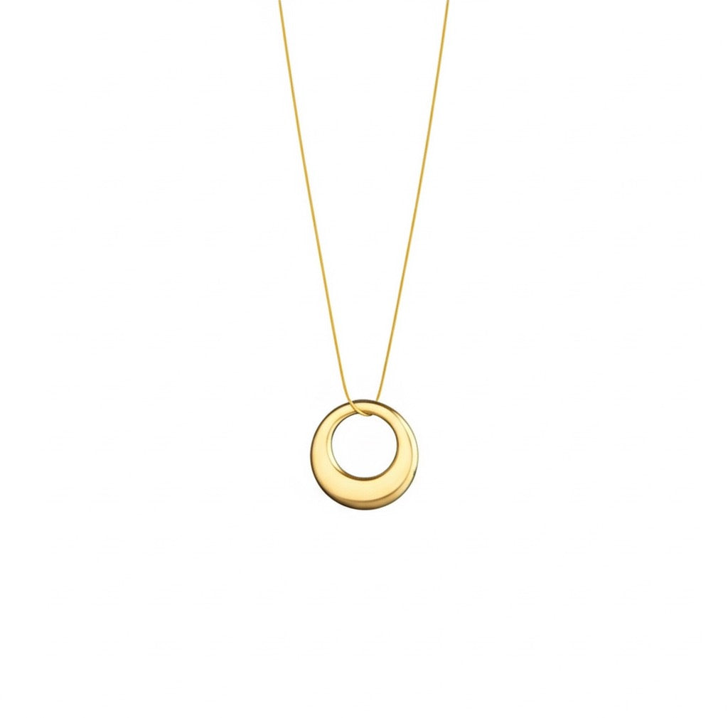 18K Gold Plated Stainless Steel Anti Tarnish Geometric Circle Pendant Necklace
