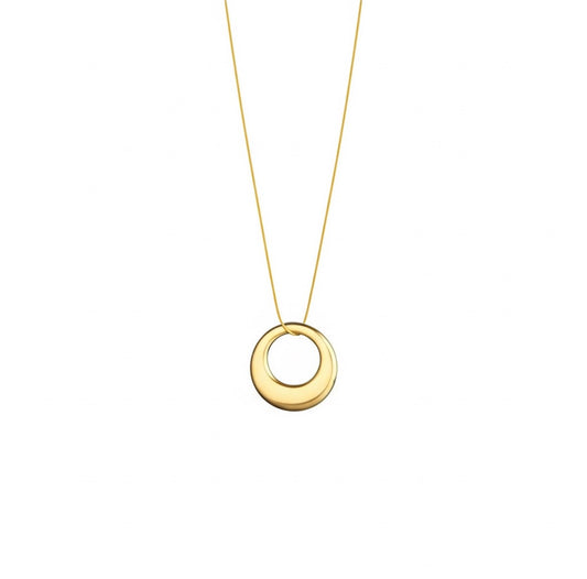 18K Gold Plated Stainless Steel Anti Tarnish Geometric Circle Pendant Necklace