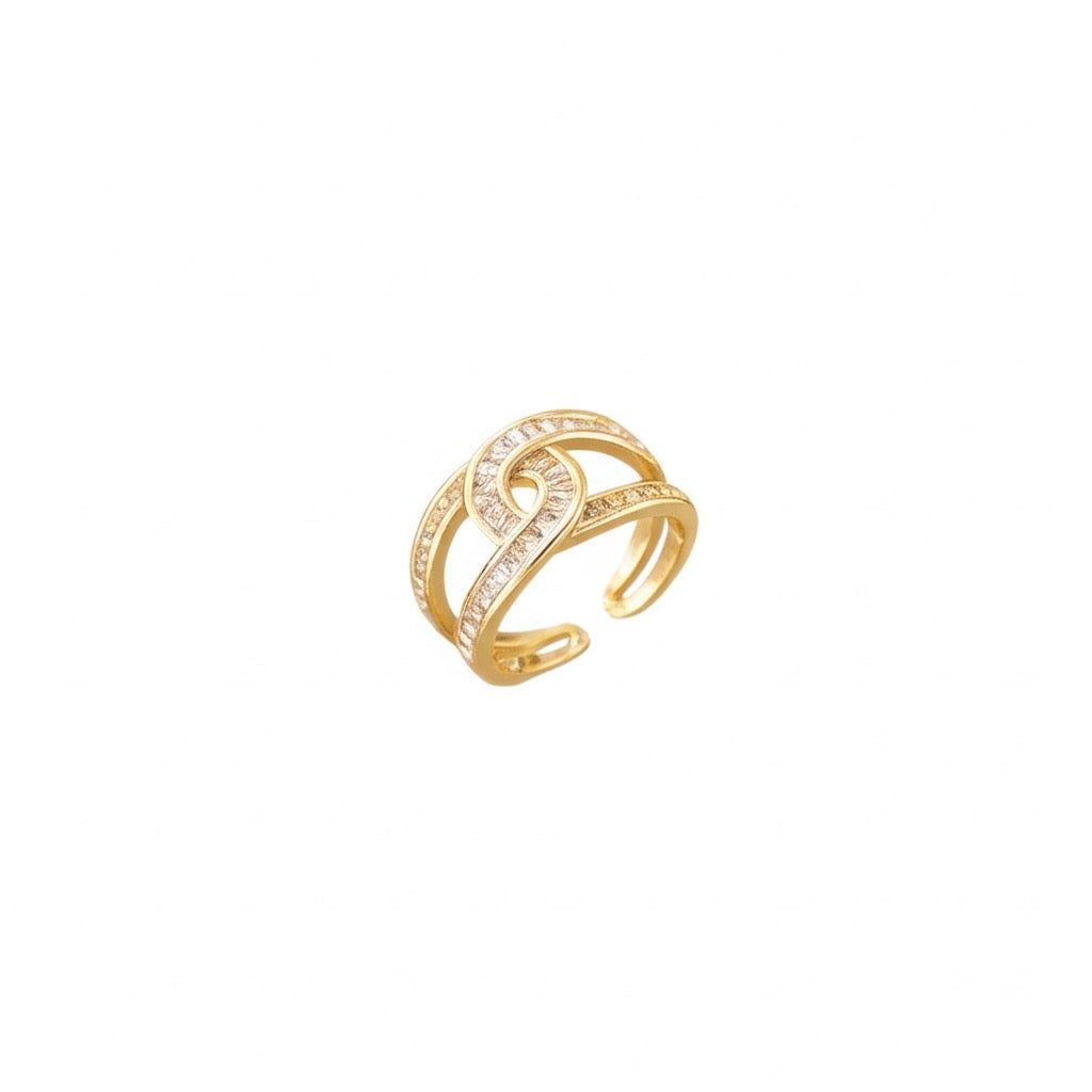 18K Gold Plated Anti Tarnish Stainless Steel Interconnected Adjustable Finger Ring