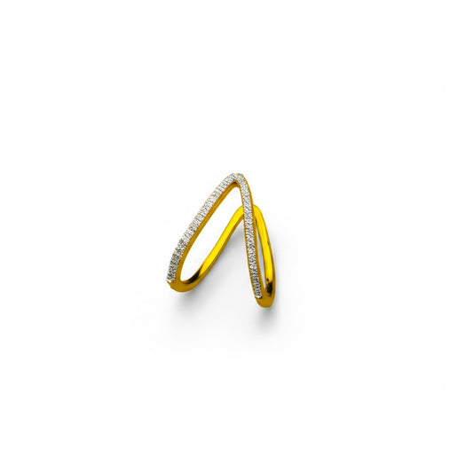 18K Gold-Plated Anti Tarnish V Shaped CZ Studded Adjustable Finger Ring