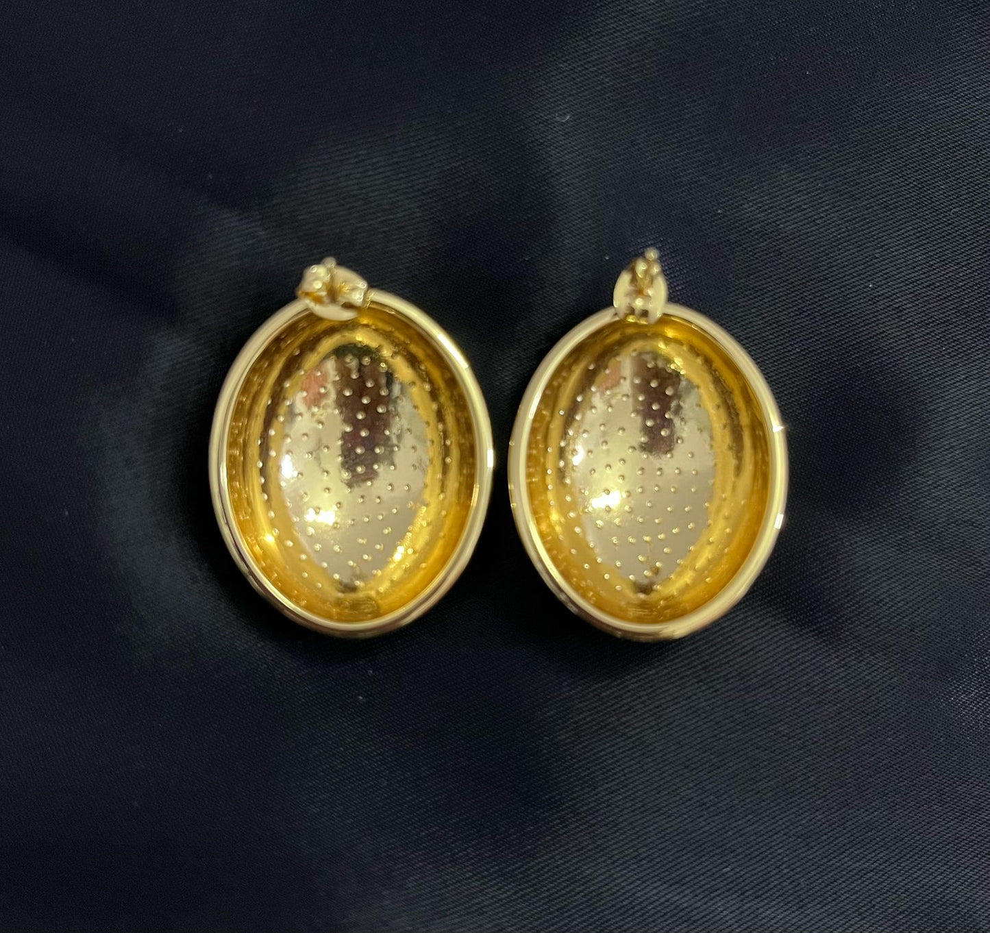 18K Gold Plated Chunky Dome Stud Earrings Korean Minimalist Style