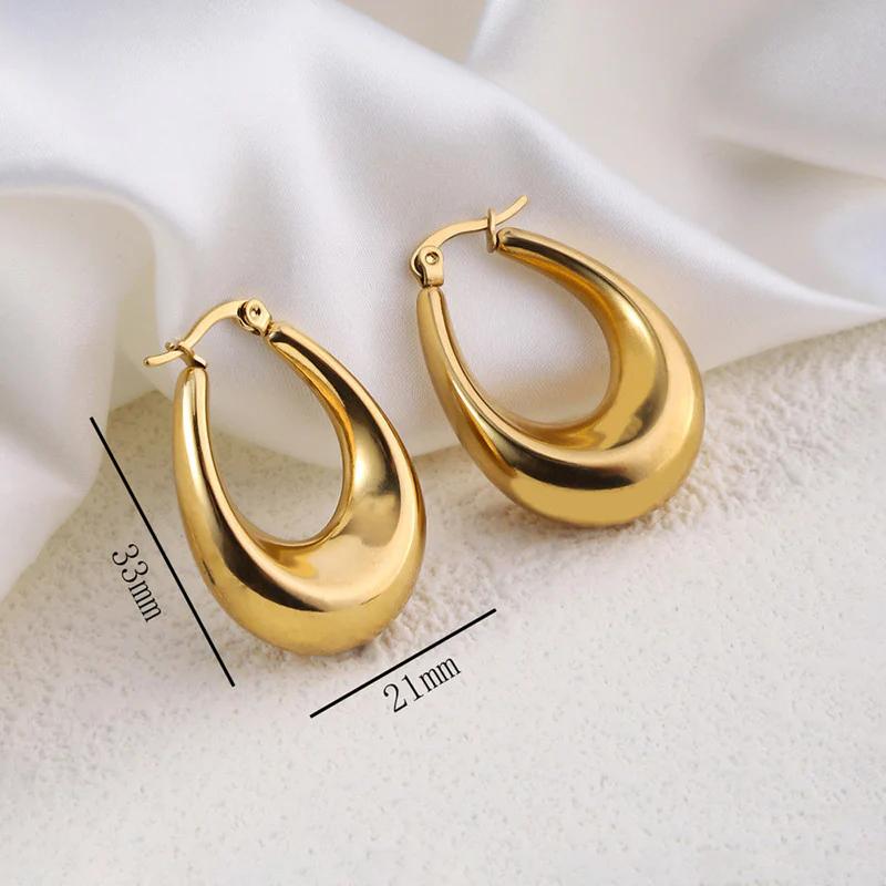 18K Gold Plated Anti Tarnish Chunky Geometric Statement Hoop Earrings
