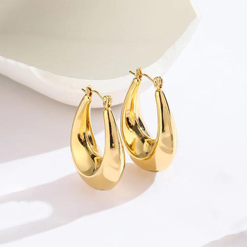18K Gold Plated Anti Tarnish Chunky Geometric Statement Hoop Earrings