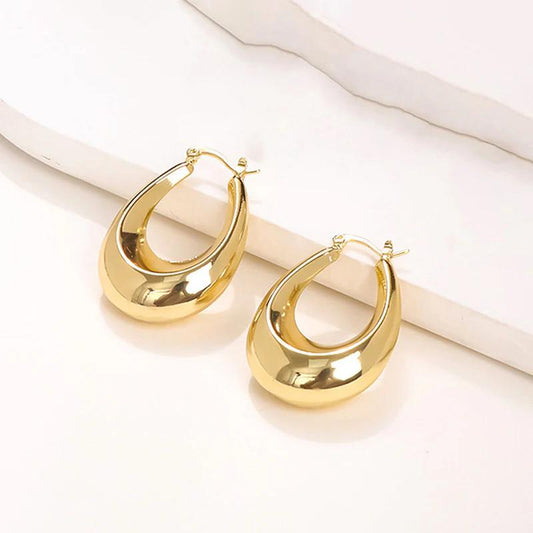 18K Gold Plated Anti Tarnish Chunky Geometric Statement Hoop Earrings