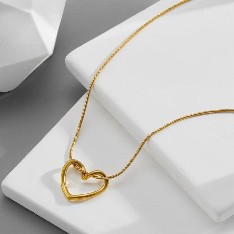 (COMBO) Minimalist Open Heart Necklace + Earring Set