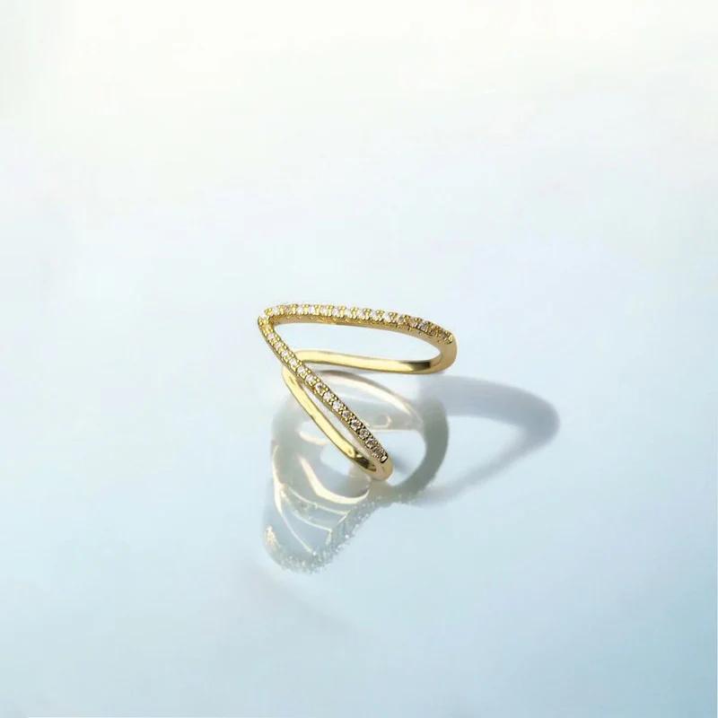 18K Gold-Plated Anti Tarnish V Shaped CZ Studded Adjustable Finger Ring