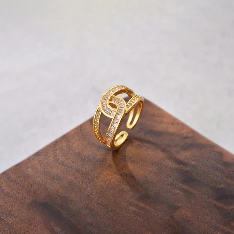 18K Gold Plated Anti Tarnish Stainless Steel Interconnected Adjustable Finger Ring