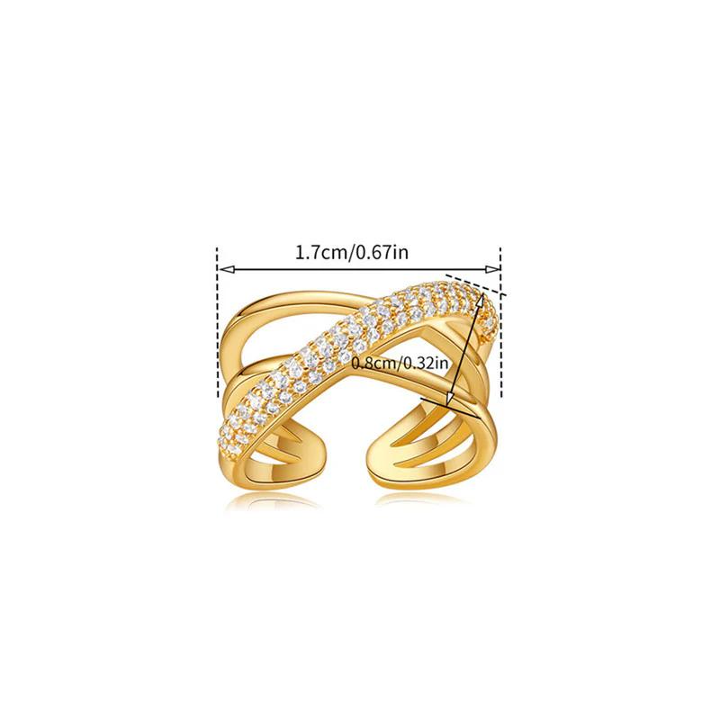 18K Gold Plated Anti Tarnish Stainless Steel Cross Shaped Adjustable Finger Ring