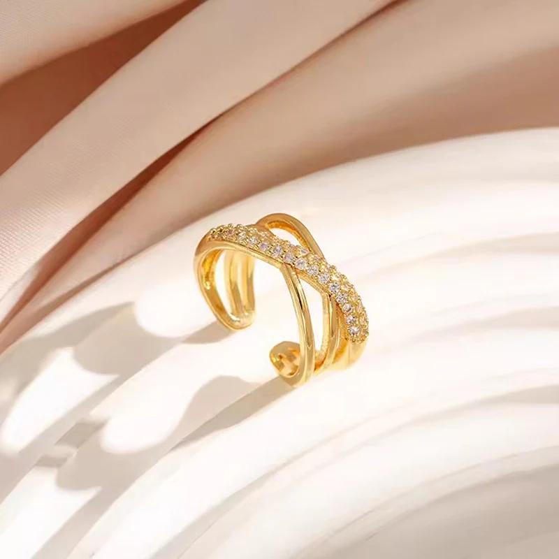 18K Gold Plated Anti Tarnish Stainless Steel Cross Shaped Adjustable Finger Ring