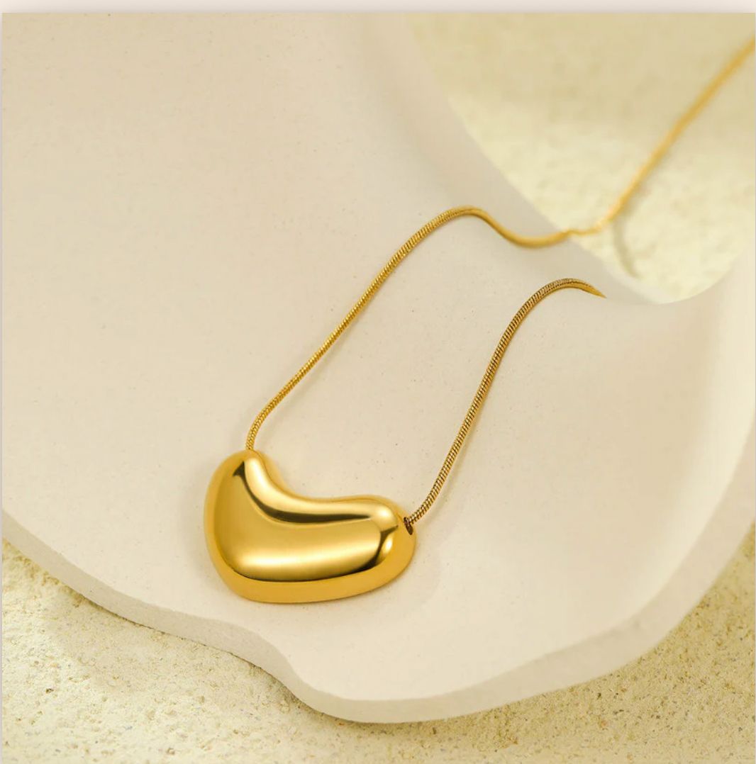18K Gold Plated Stainless Steel Anti Tarnish Golden Bean Pendant Necklace