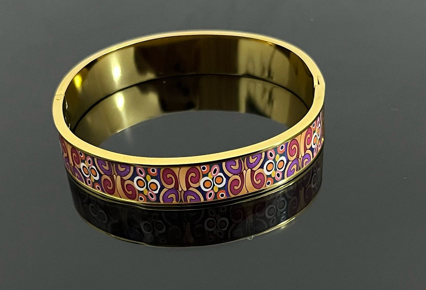 18K Gold-Plated Enamel Art Inspired Anti-Tarnish Bangle Bracelet