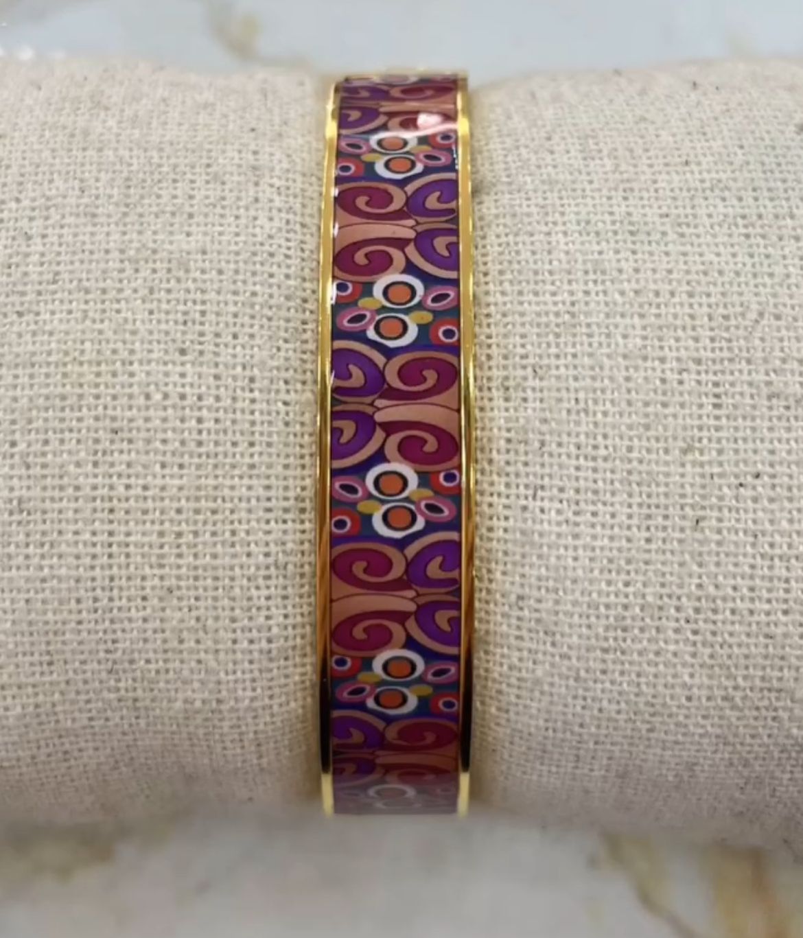 18K Gold-Plated Enamel Art Inspired Anti-Tarnish Bangle Bracelet