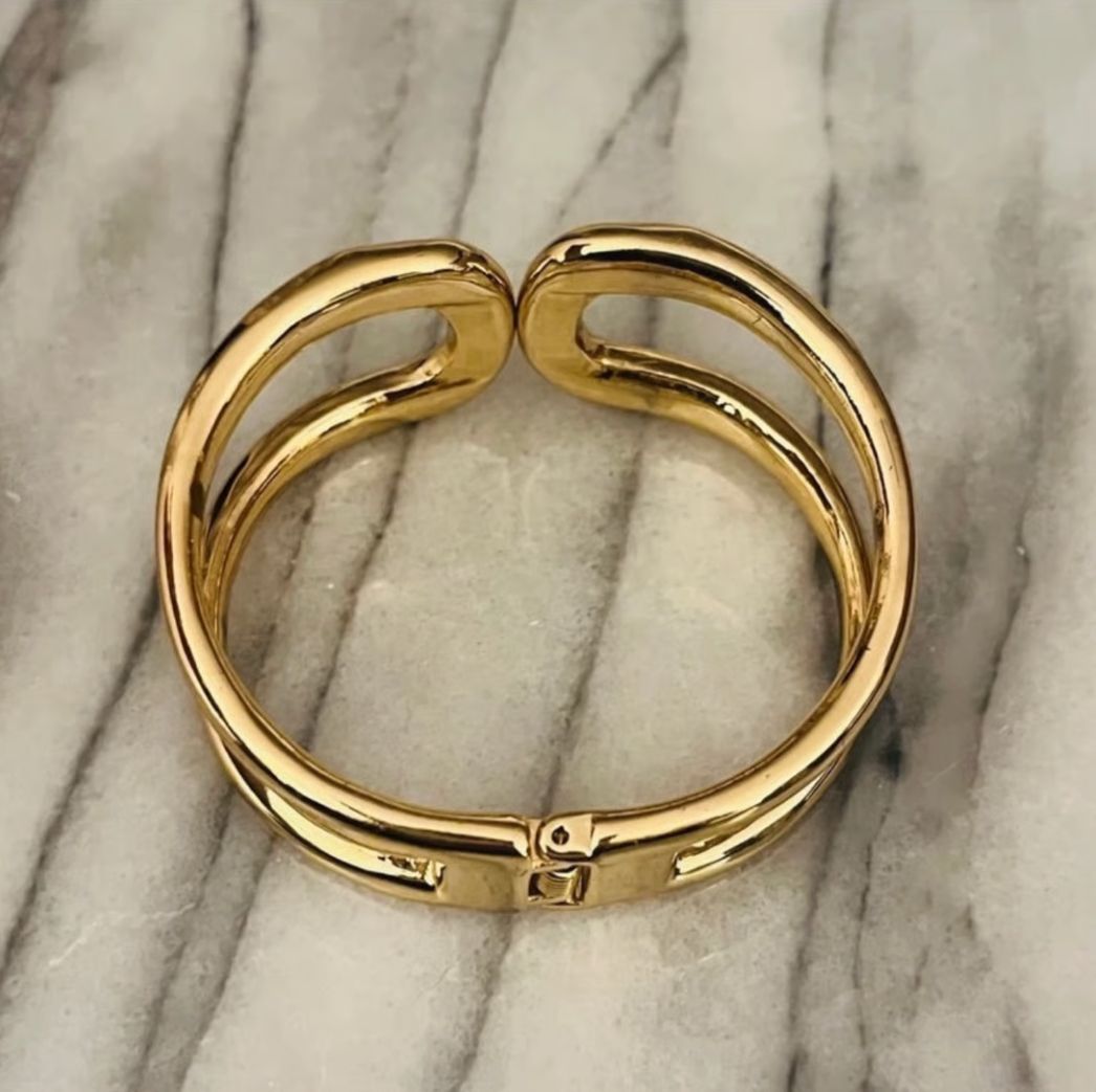18K Gold-Plated Anti Tarnish Front Open Designer Cuff Bracelet