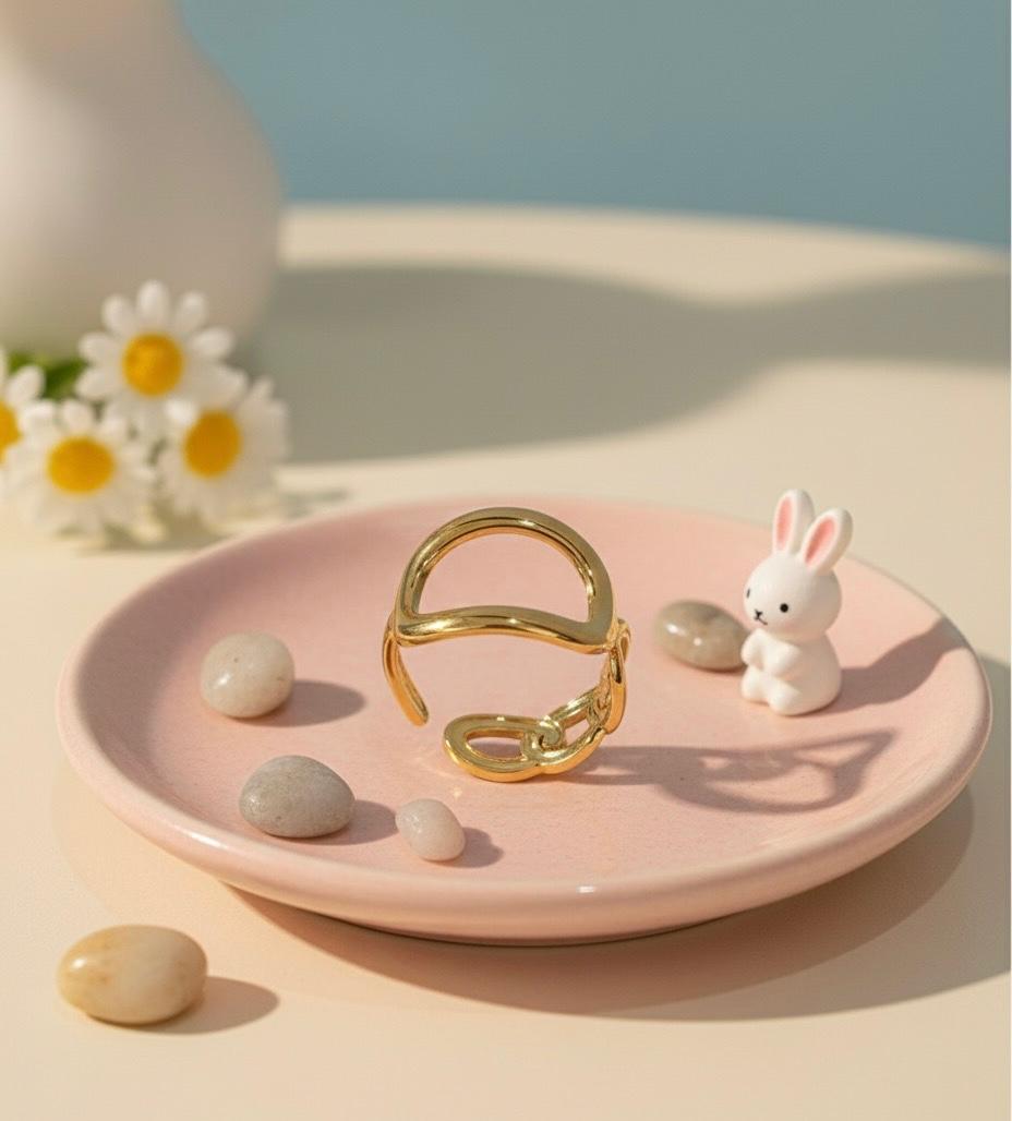 Minimalist Open Circle Chain Link Adjustable Ring