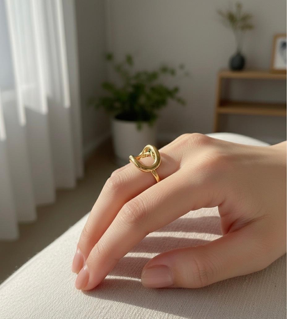 Minimalist Open Circle Chain Link Adjustable Ring